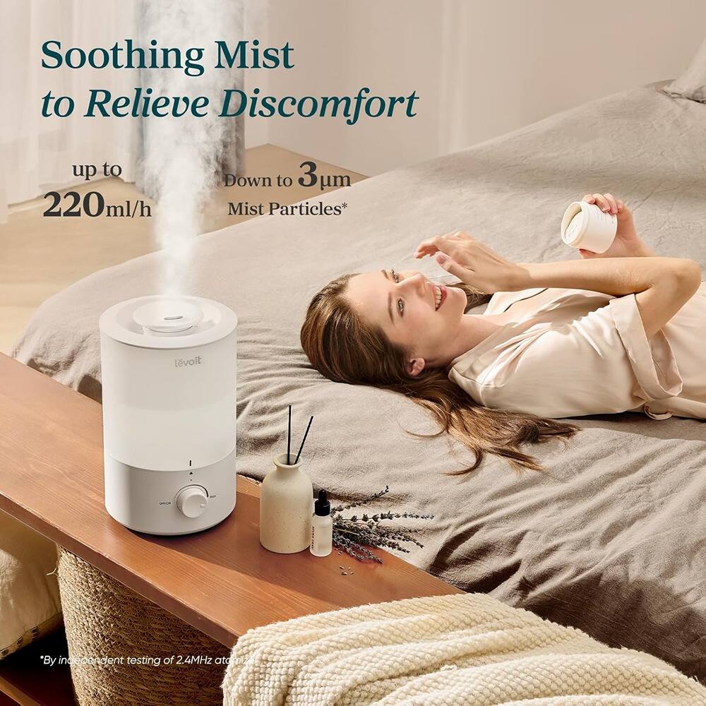 Soothing Mist to Relieve Discomfort

up to 220 ml/h

Down to 3 µm Mist Particles*

*By independent testing of 2.4MHz atomizer