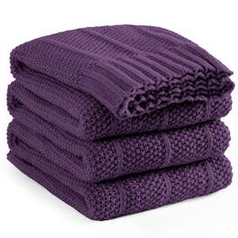 Dapper Styles - Knit Throw Blanket For Couch 60 X 80 Soft Cozy Stripe Pattern Cable Knitted Throws Fall Fluffy Textured Solid - Dark Purple-50" X 60"