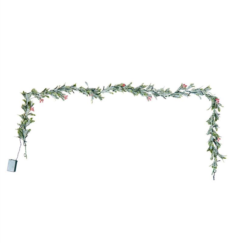 Alt View 5. HTUTWOO - 6.6Ft Christmas Garland - LED Fairy Lights with Vines Berries Olive Leaves, Battery Operated for Party & Home - Green.