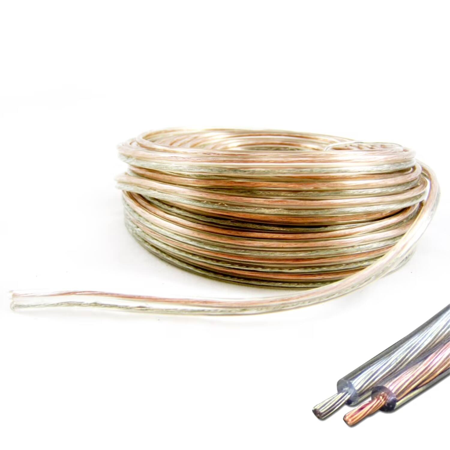 Left. Home Collection - 50 FT 18 Gauge Speaker Wire Audio Cable for Home Theater - GOLD.