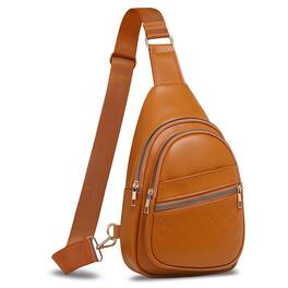 Unique Bargains - Crossbody Bags for Women Men Leather Sling Bag Cross Body Backpack for Women Casual Chest Bag Daypack for Travel Hiking - Brown