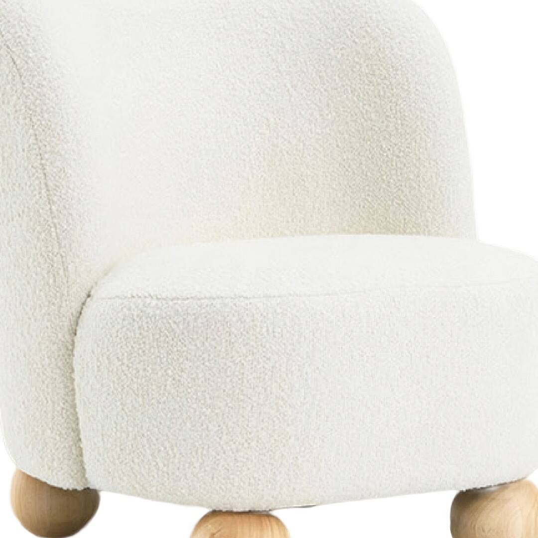 Manhattan Lane Dave Armless Accent Chair with Wooden Ball Feet, Boucle ...