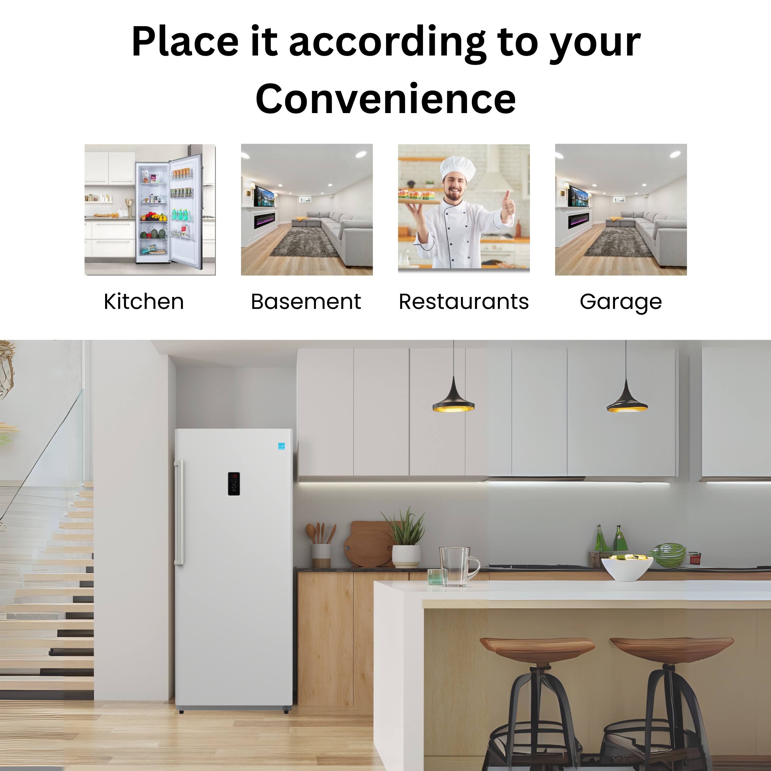 Place it according to your Convenience

Kitchen  
Basement  
Restaurants  
Garage