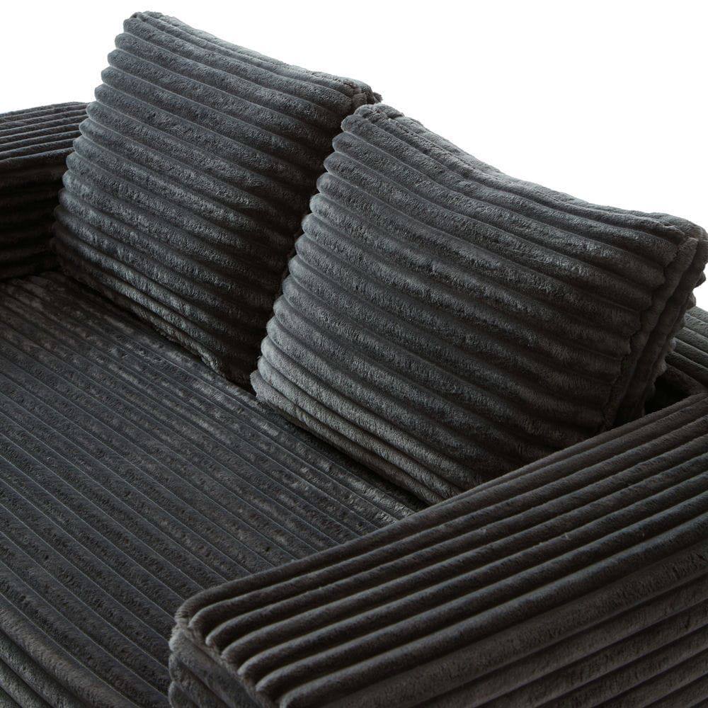 Left. Kadyn - 2-Seater Corduroy Memory Foam Floor Sofa in a Box, No Assembly for Living Room - Gray.