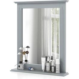 Hivvago - 27-in x 22.5-in Bathroom Wall Mirror with Shelf - Gray Wood Finish