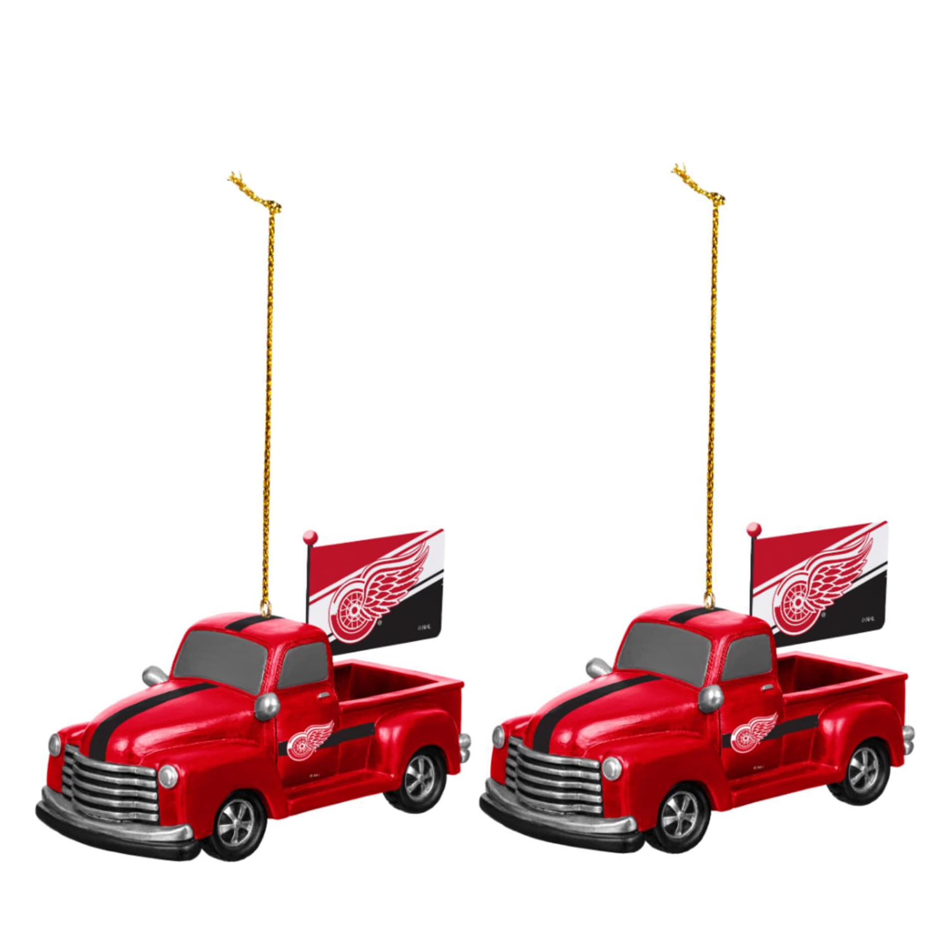 Alt View 1. Evergreen Enterprises - Detroit Red Wings 3" Rally Truck Two-Piece Ornament Set - Multicolor.