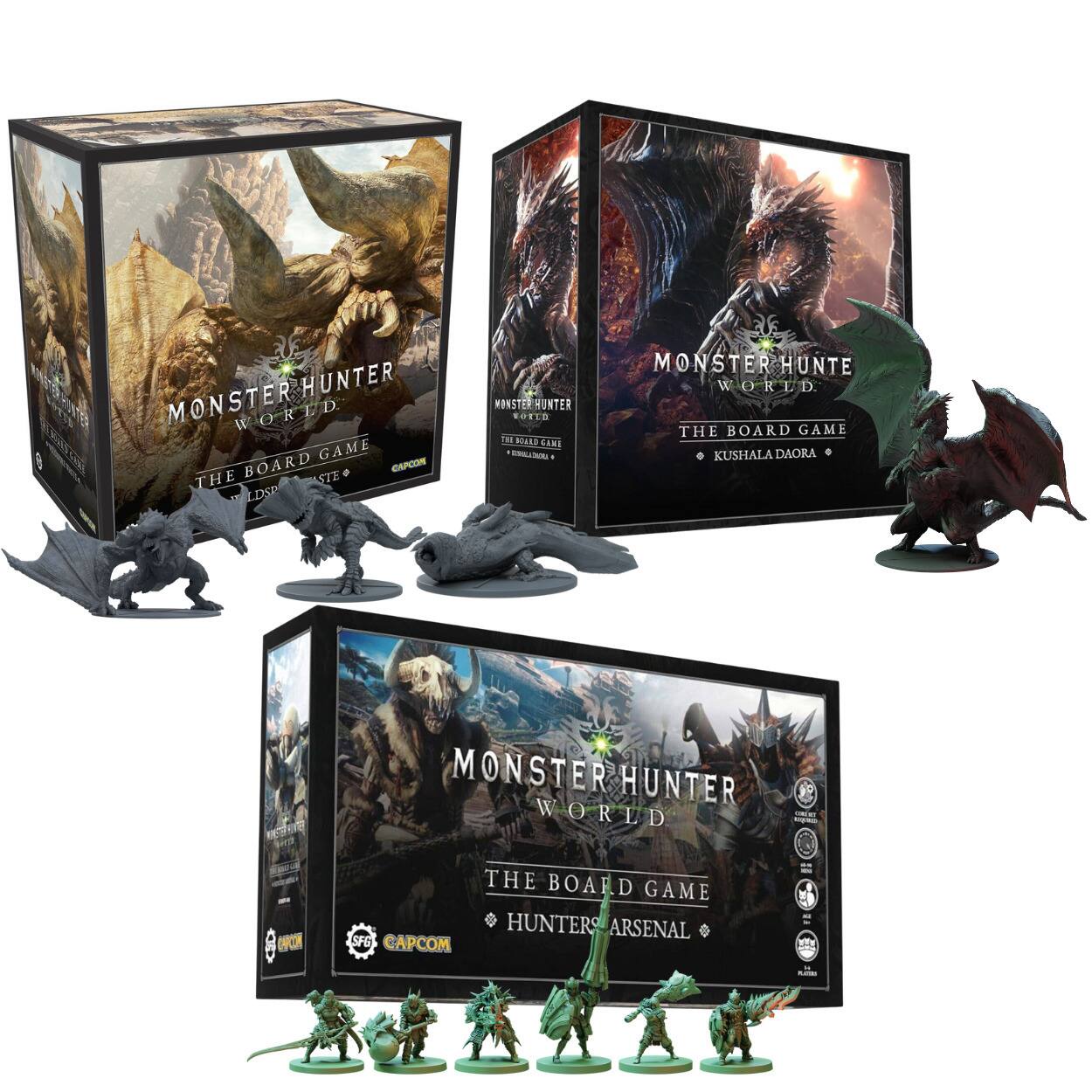 MONSTER HUNTER WORLD  
THE BOARD GAME  

MONSTER HUNTER WORLD  
THE BOARD GAME  
KUSHALA DAORA  

MONSTER HUNTER WORLD  
THE BOARD GAME  
HUNTERS ARSENAL  

CAPCOM