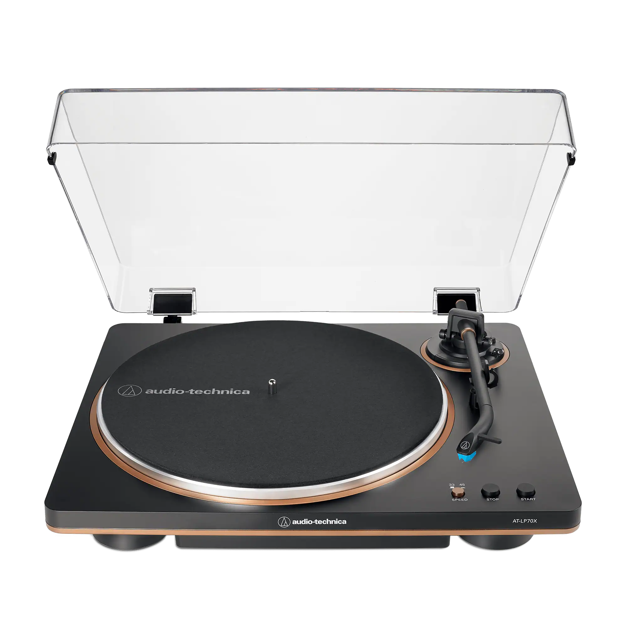 Audio-Technica - AT-LP70X-BZ Fully Automatic Belt-Drive Turntable - Black/bronze