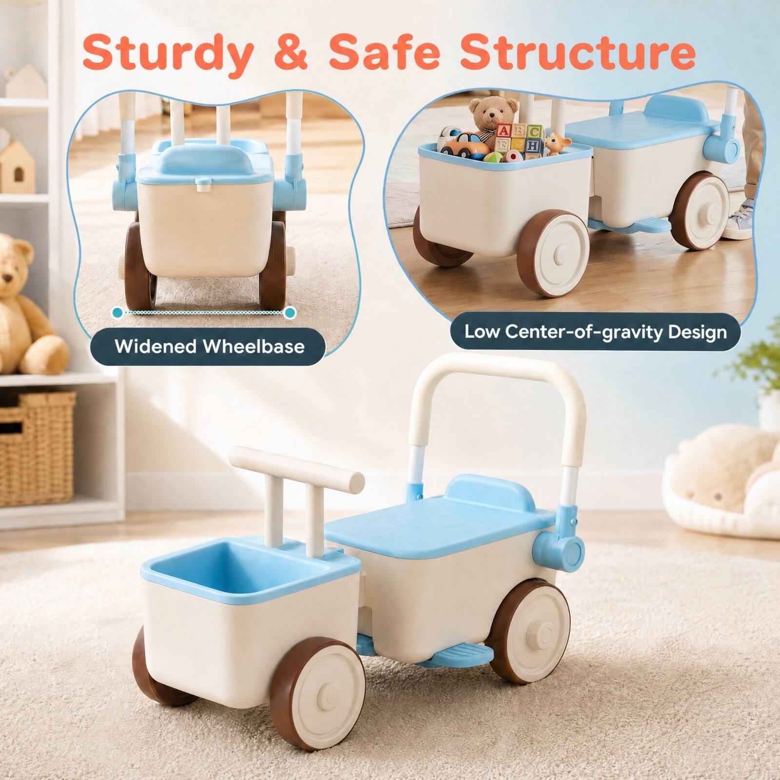 Sturdy & Safe Structure

- Widened Wheelbase
- Low Center-of-gravity Design