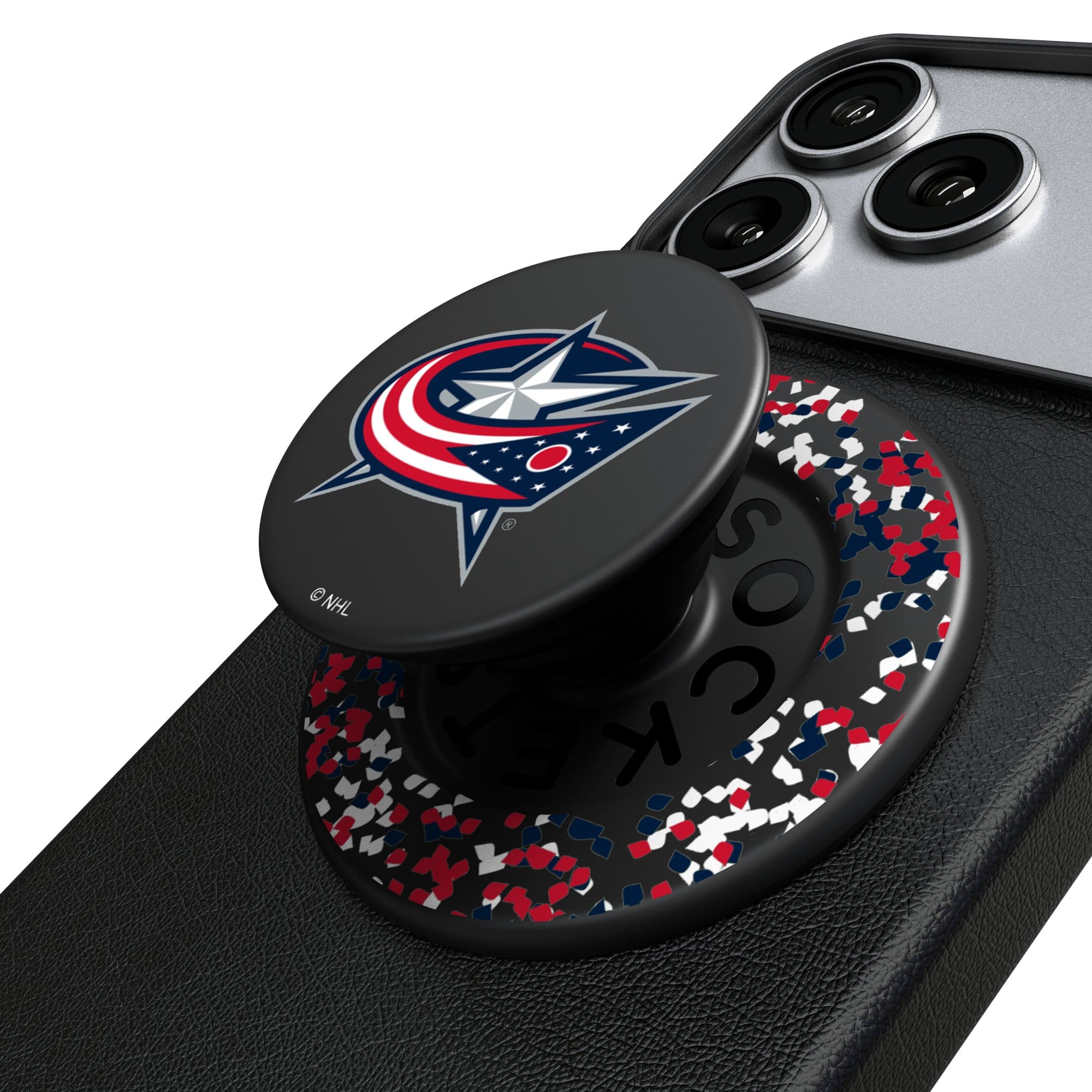 Keyscaper - Columbus Blue Jackets Confetti Magnetic Phone Grip & Stand - No Size - Black