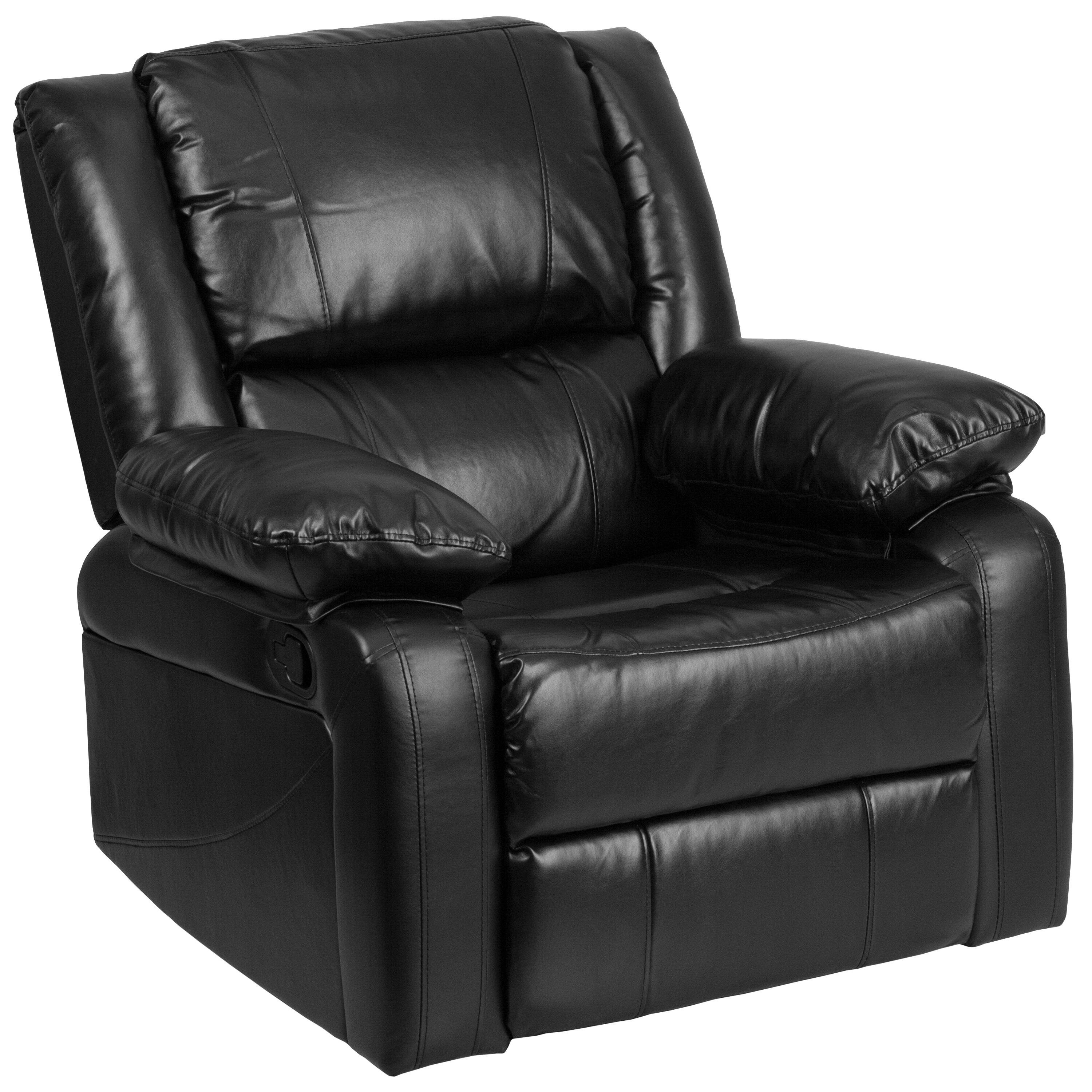 Alt View 9. Emma + Oliver - Recliner with Bustle Back and Padded Arms - Black LeatherSoft.