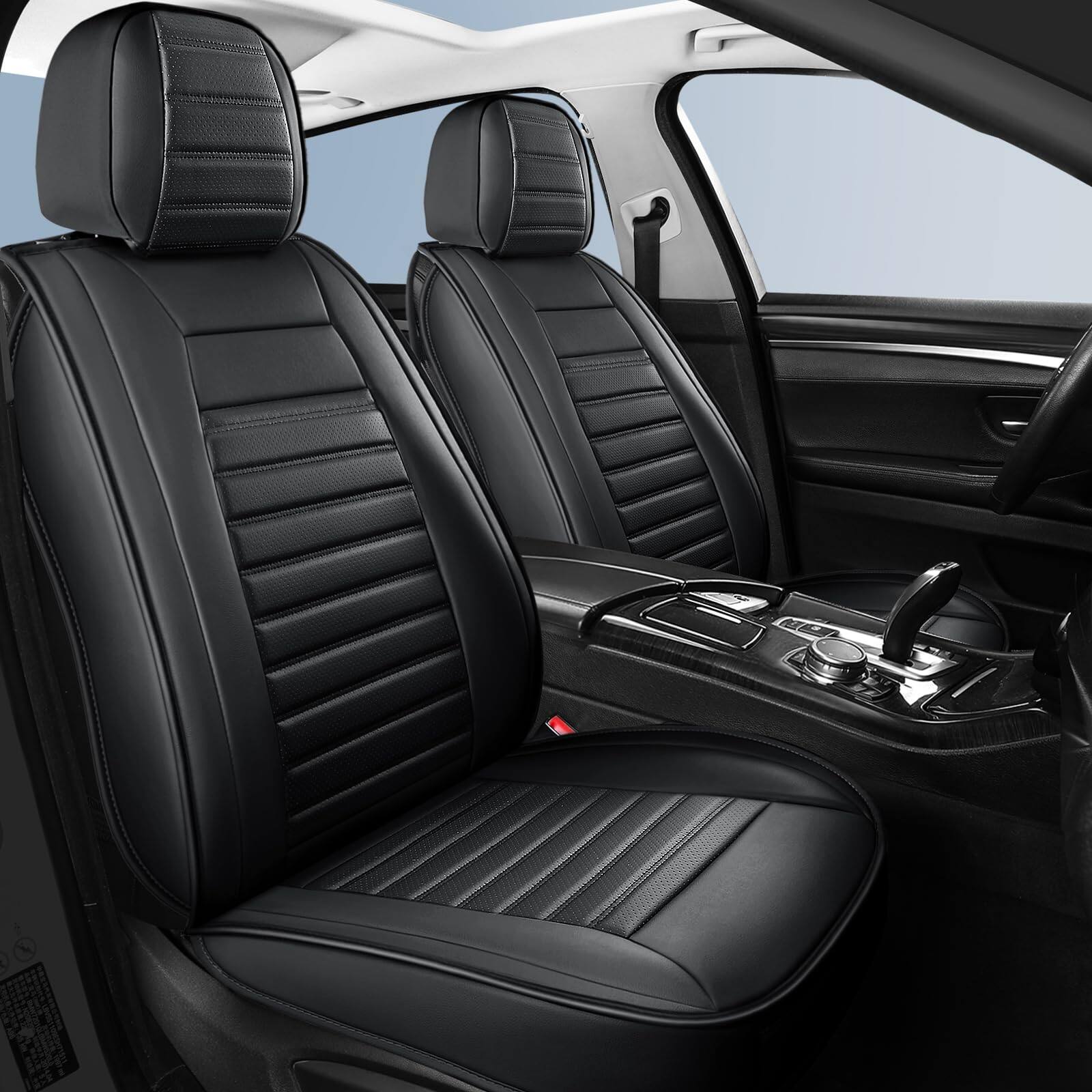 Front. Empire DigiLabs - Car Seat Covers Breathable And Waterproof Faux Leather Automotive For Cars Suv Truck Sedan Universal Anti - Grey 1 Pack.