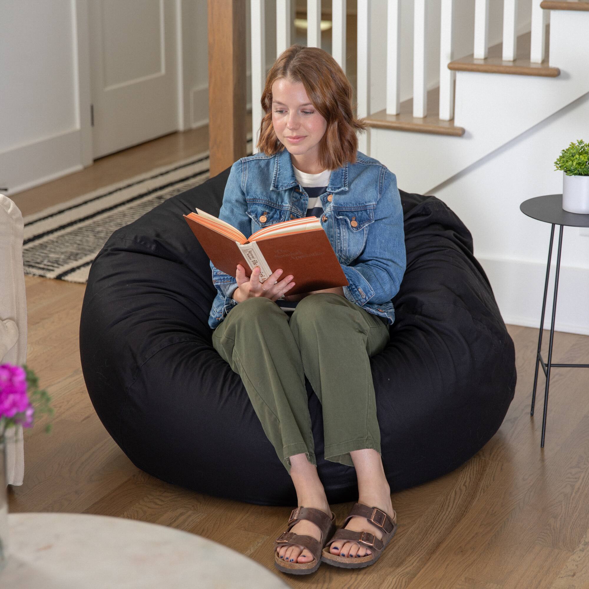 Alt View 1. Flash Furniture - Duncan Oversized Solid Black Refillable Bean Bag Chair for All Ages - Black.