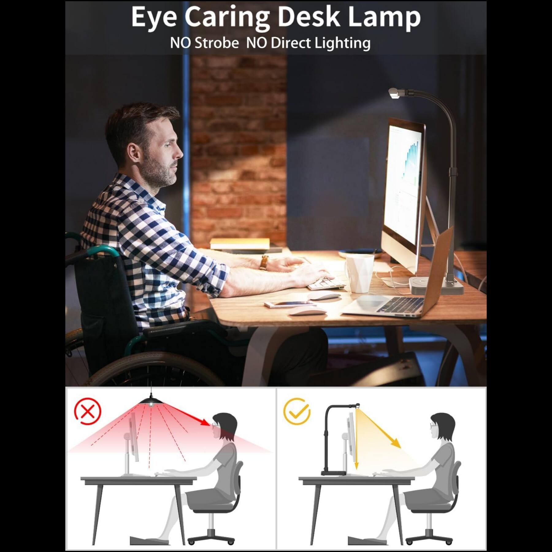 Eye Caring Desk Lamp  
NO Strobe NO Direct Lighting