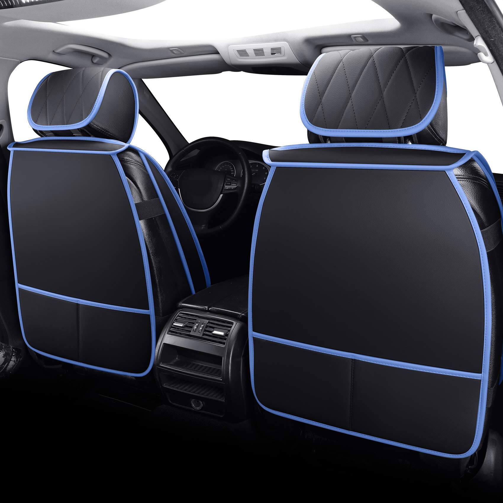 Back. COTTAGE - Car Seat Cover Pad Breathable Auto Front Bottom Cushion Mat Seatback Soft Comfortable Vehicle Full - 2 PCS Front/Black-Red.