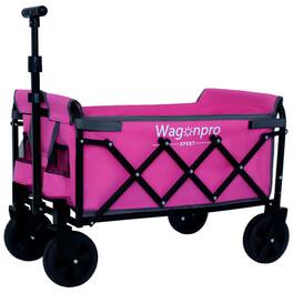 Mondawe - Expandable Dual-Layer Wagon Utility Carts w/ 225LBS Capacity, 360° All-Terrain Wheels - Pink