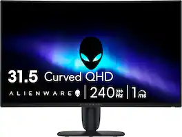 Alienware - 32" QHD 240Hz 1ms FreeSync Premium Curved Gaming Monitor with HDR (HDMI, DisplayPort) - Black