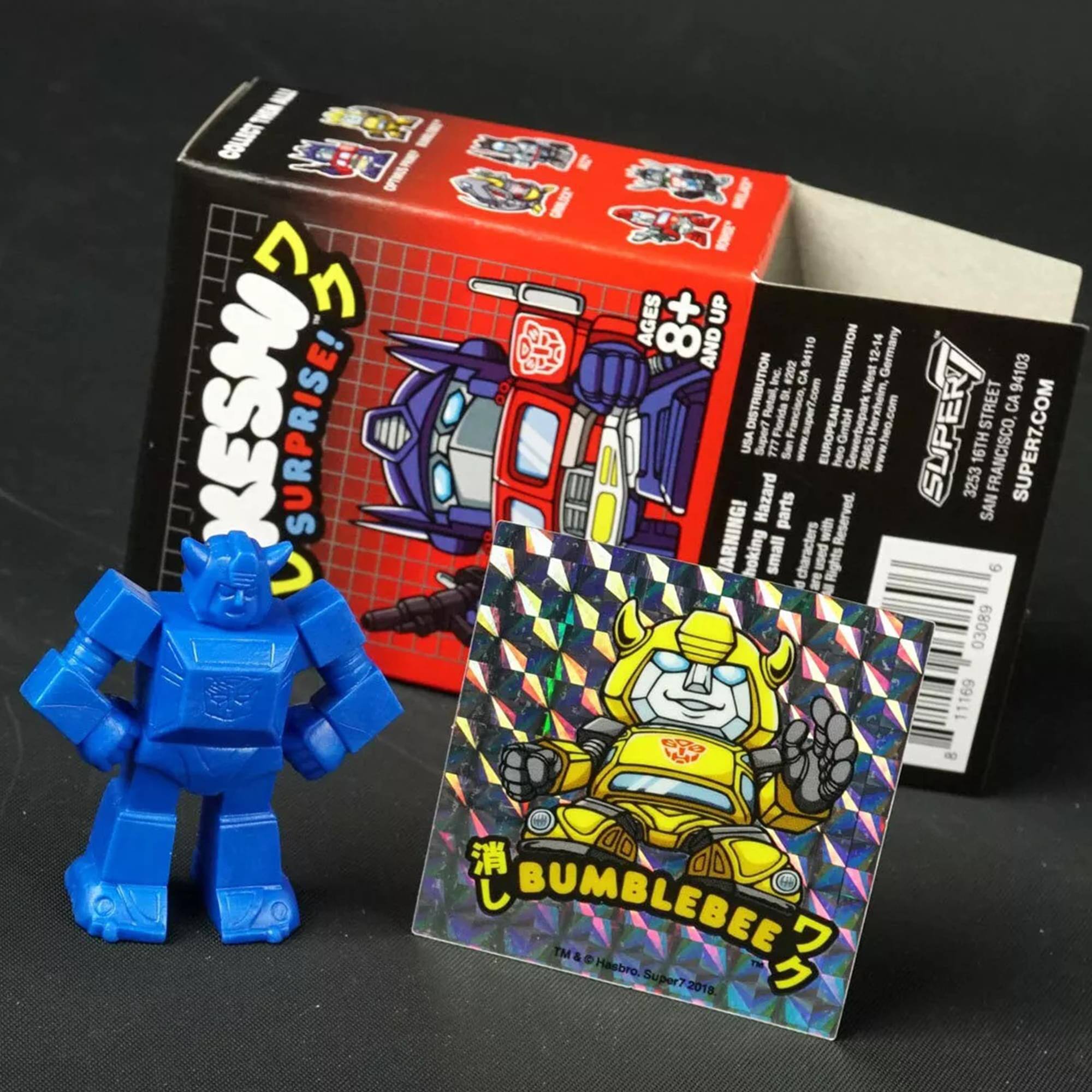 **Super7 Surprise!**

**Ages 8+ Up**

**Distribution:**
- 12-14 Germany Inc.
- 94110
- 94103
- San Francisco, CA
- Florida
- Rotal, GmbH
- GewerbeparkWe Herxheim, 76863

**www.super7.co**
**www.heo.com**

**Super7.com**

**Hazard 3253 parts Reserved.**

**SAN FRANCISCO**

**Bumblebee™ & Hasbro. Super7 2018**

**TM & Hasbro. Super7 2018**