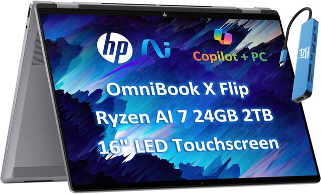 HP OmniBook X Flip
Copilot + PC
Ryzen AI 7 24GB 2TB
16" LED Touchscreen