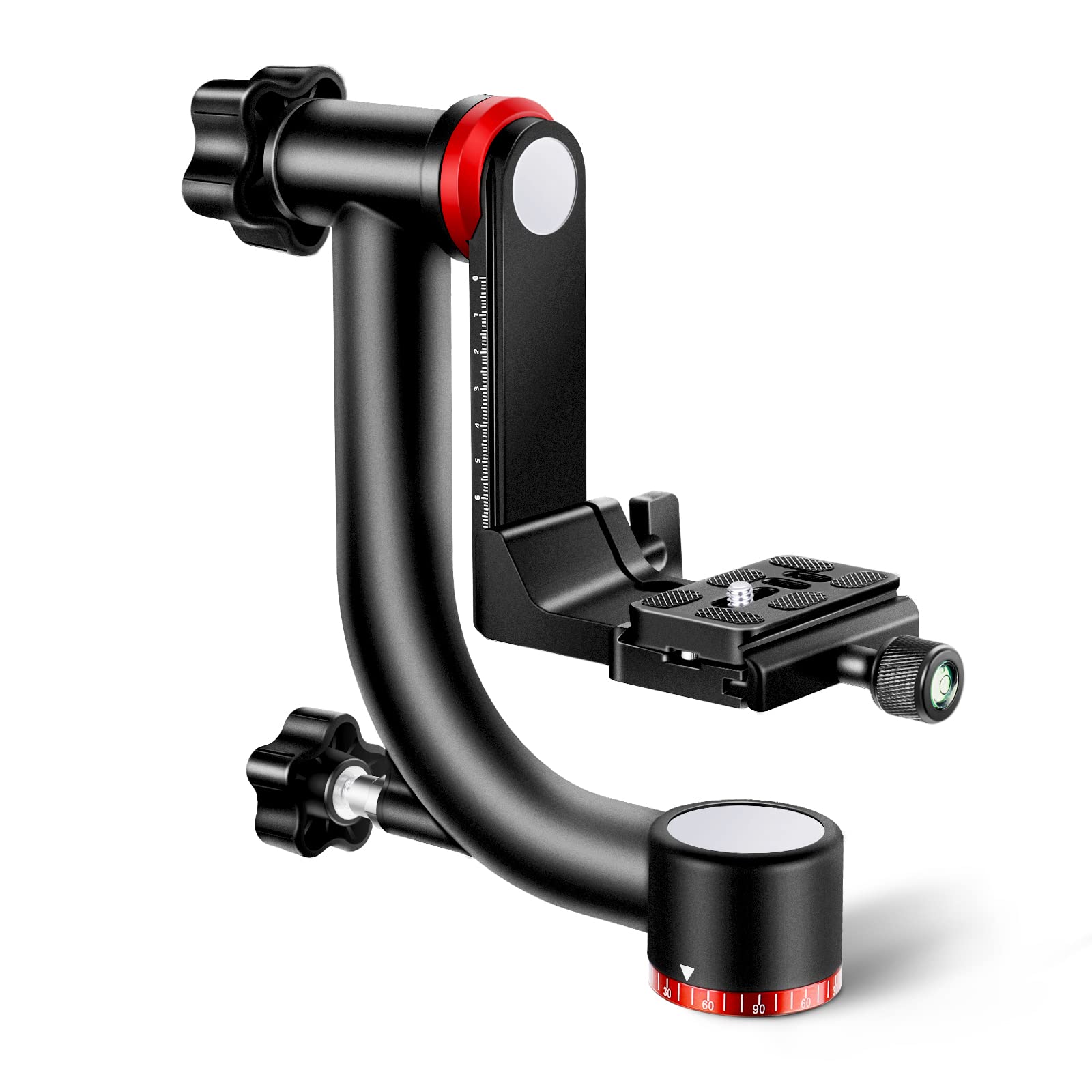 Front. Neewer - Heavy-Duty Gimbal Tripod Head with Arca QR - 30lb Capacity for Smooth 360° Panoramic DSLR - Black.