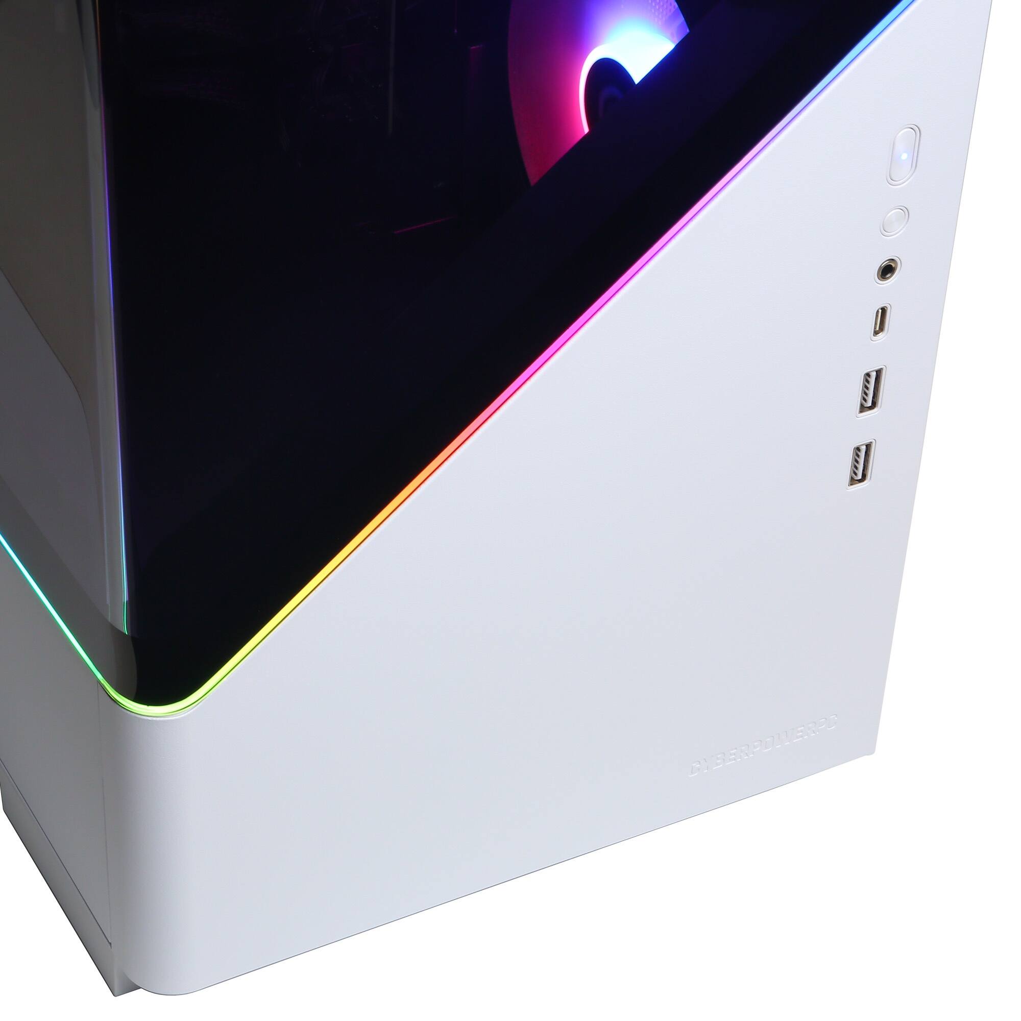 Alt View 3. CyberPowerPC - Gaming Desktop - Intel Core Ultra 7 265F 2025 - NVIDIA GeForce RTX 5060 8GB - 16GB DDR5 Memory - 2TB SSD Storage - White.