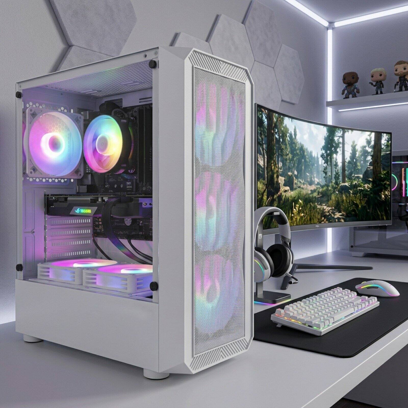 Alt View 1. STGAubron - STGAubron Gaming Desktop PC, Intel Core i5-9400F up to 4.3GHz, Radeon RX 590 8G, 16GB DDR4, 1TB SSD, WiFi 6, Win11H - White.