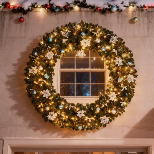 Alt View 9. Winado - 60in Pre-lit Artificial Christmas Wreath Outdoor with LED Lights for Holiday Decoration - Light Green.