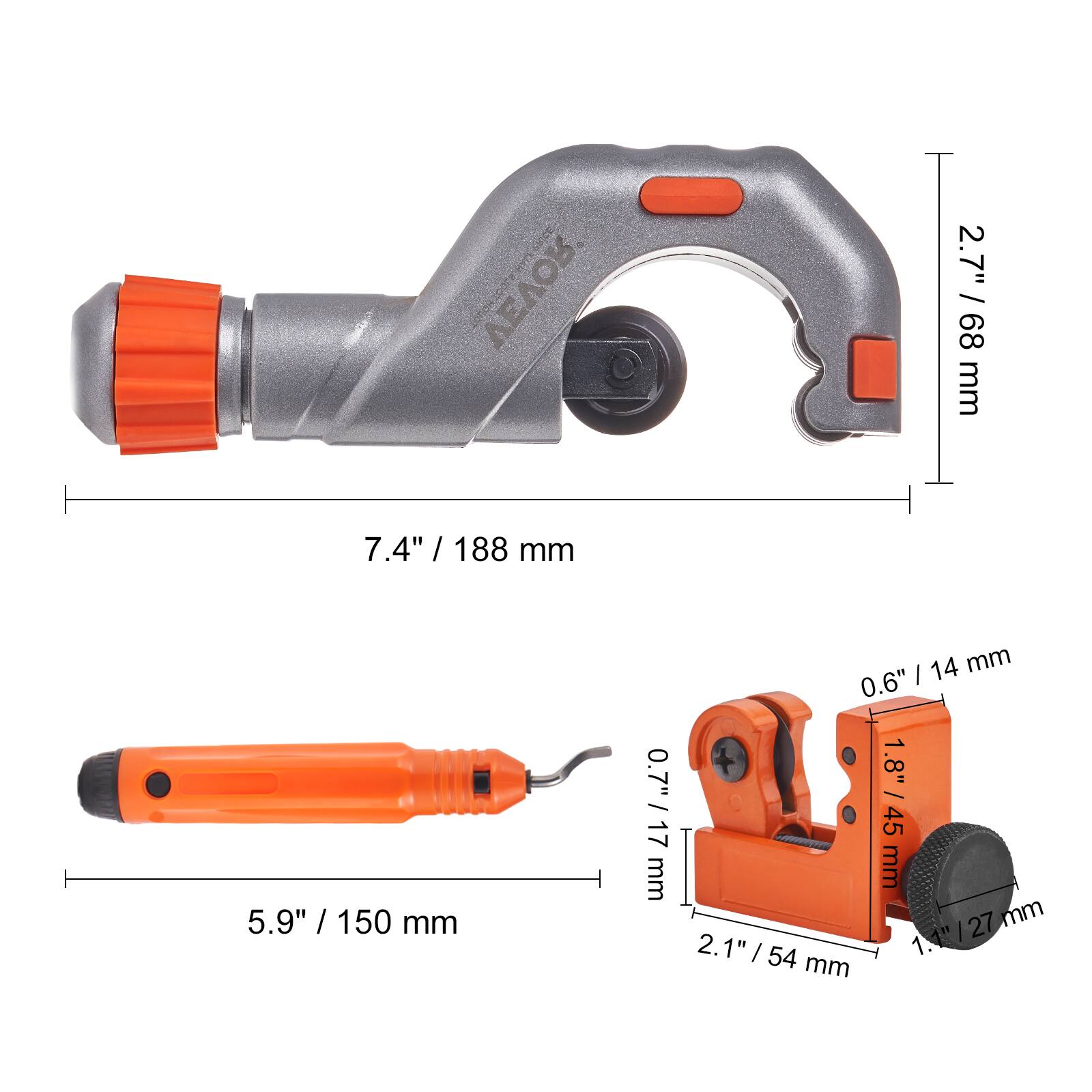 - VEVOR
- 2.7" / 68 mm
- 7.4" / 188 mm
- 5.9" / 150 mm
- 0.7" / 17 mm
- 0.6" / 14 mm
- 1.8" / 45 mm
- 2.1" / 54 mm
- 1.1" / 27 mm