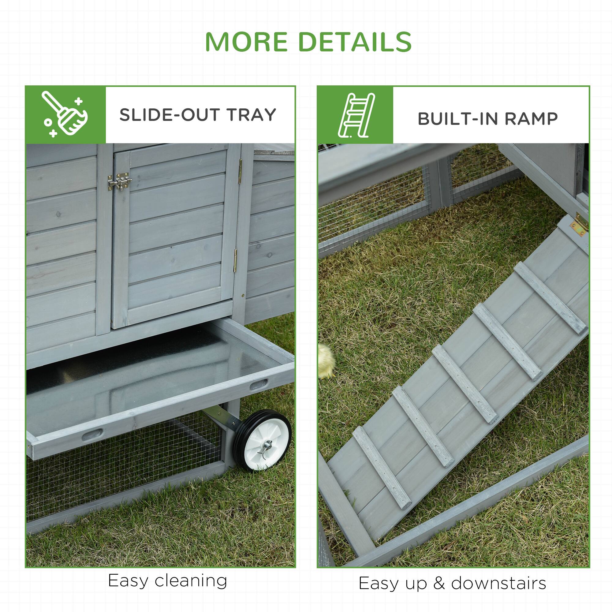 MORE DETAILS

SLIDE-OUT TRAY  
Easy cleaning

BUILT-IN RAMP  
Easy up & downstairs