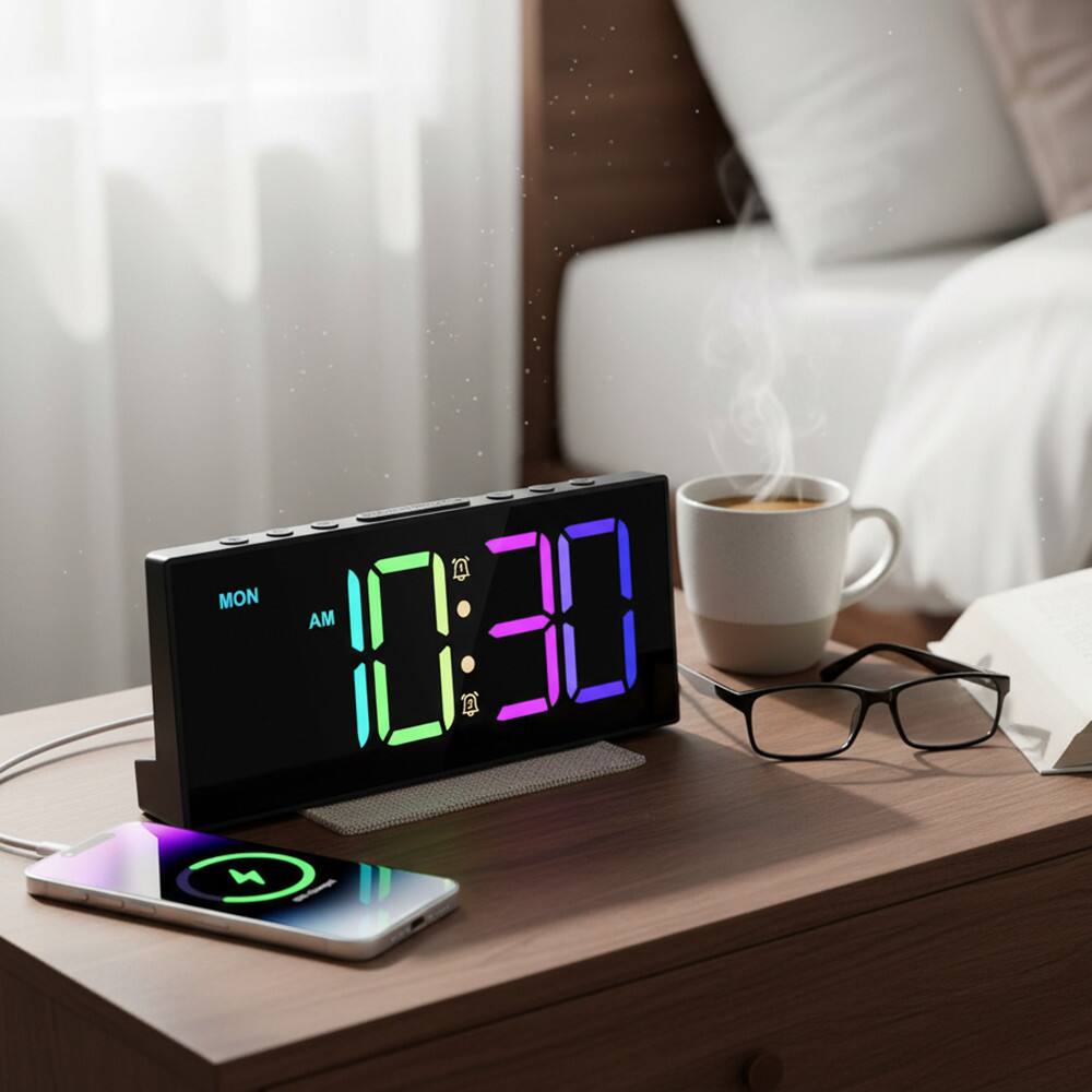 Alt View 3. Dazzed Corner - Alarm Clock, LED Digital Alarm Clock with Large Display - Black.