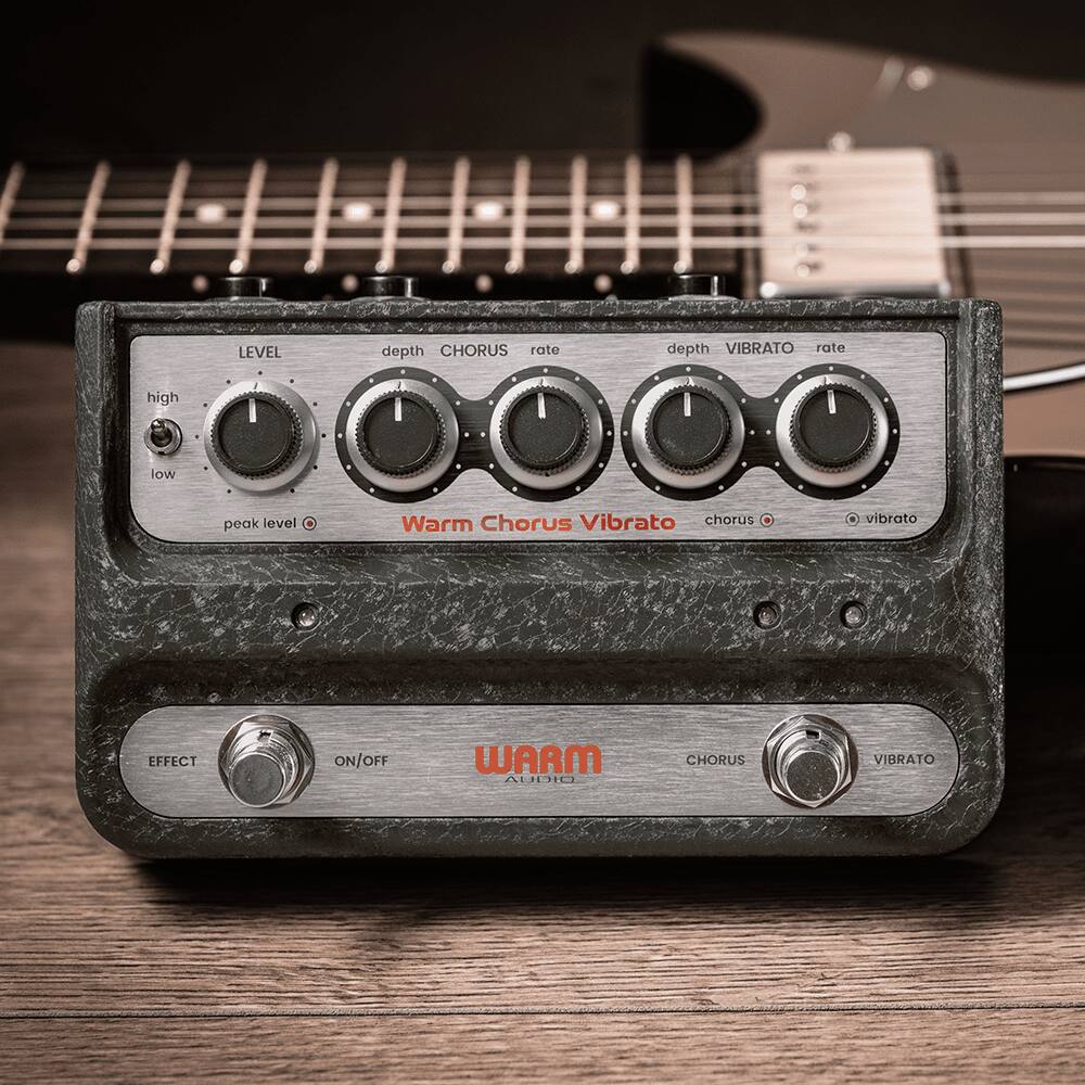 LEVEL depth CHORUS rate depth VIBRATO rate high low peak level Warm Chorus Vibrato chorus vibrato EFFECT ON/OFF WARM AUDIC CHORUS VIBRATO