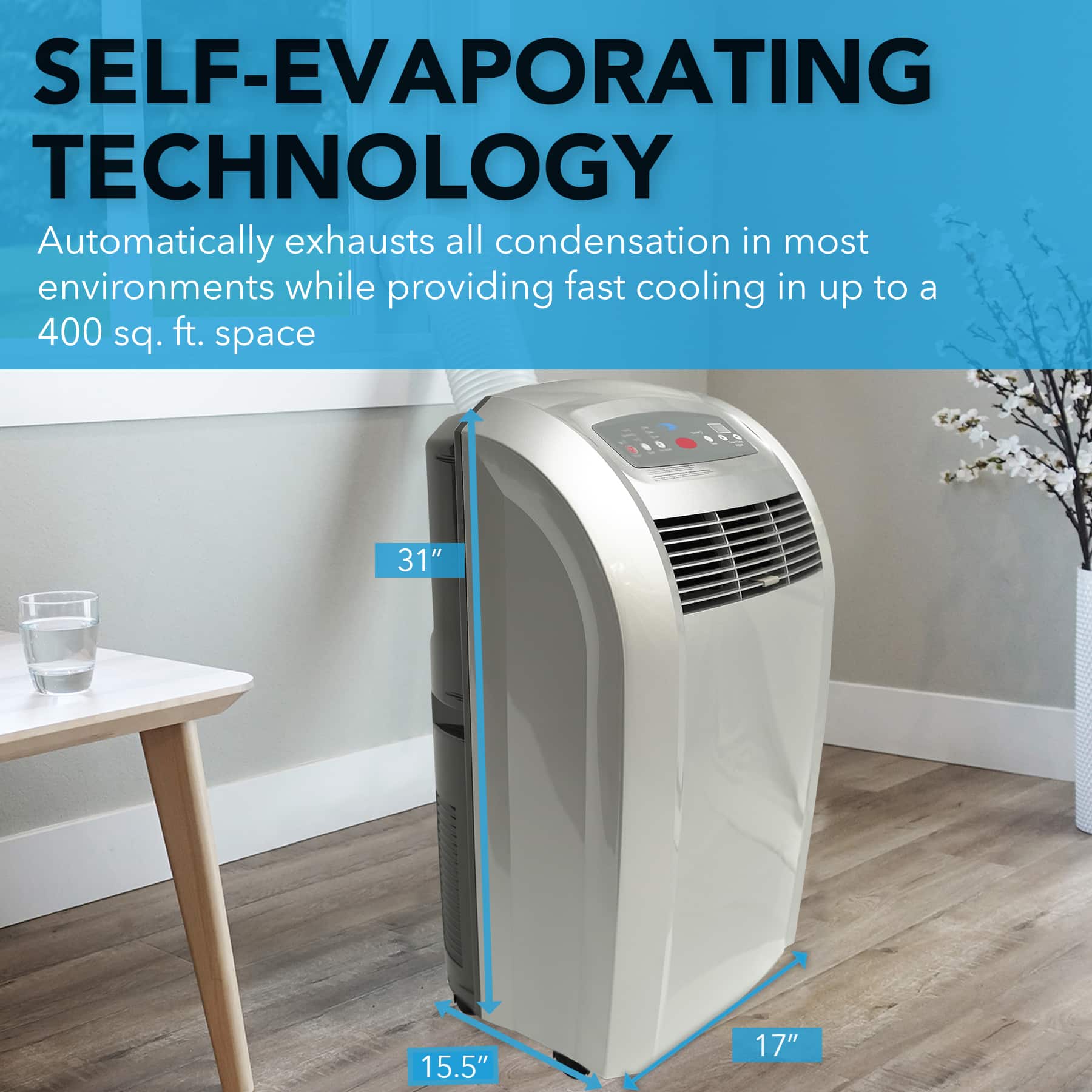 Alt View 13. Whynter - ARC-12S 12,000 BTU (5,000 BTU SACC) Portable Air Conditioner with Activated Carbon Filter, up to 400 sq ft - Platinum.