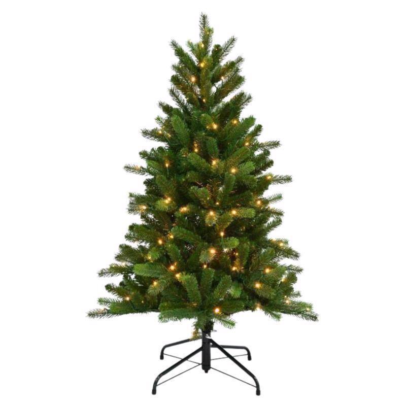 Angle. Celebrations - Celebrations 4 ft. Pencil LED 150 ct Grand Illum Color Changing Christmas Tree - Green.
