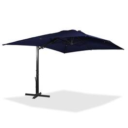 Mondawe - 10x13ft Patio Cantilever Umbrella Square Large Offset Sun Umbrella with LED Light Panel - Navy Blue