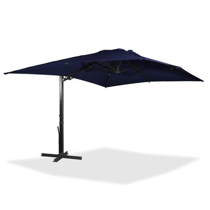 Front. Mondawe - 10x13ft Patio Cantilever Umbrella Square Large Offset Sun Umbrella with LED Light Panel - Navy Blue.