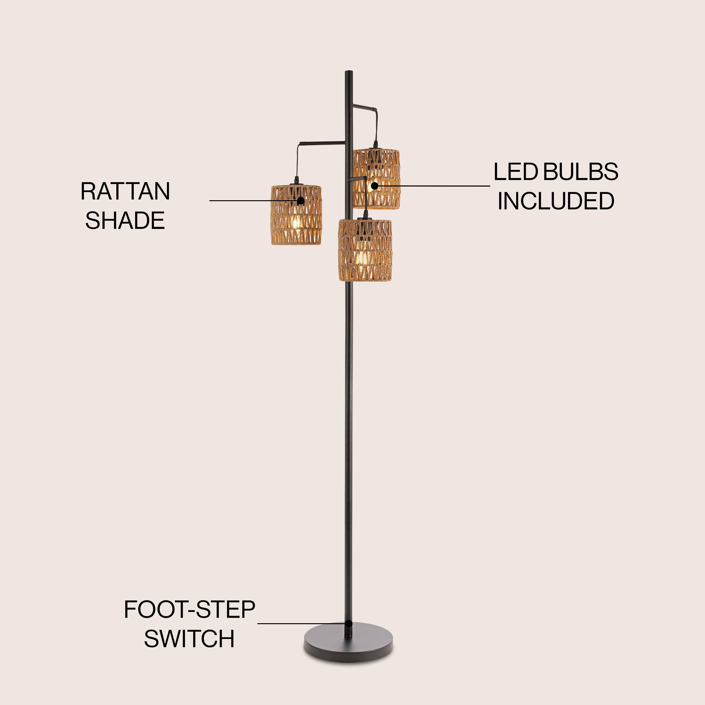 RATTAN SHADE  
LED BULBS INCLUDED  
FOOT-STEP SWITCH