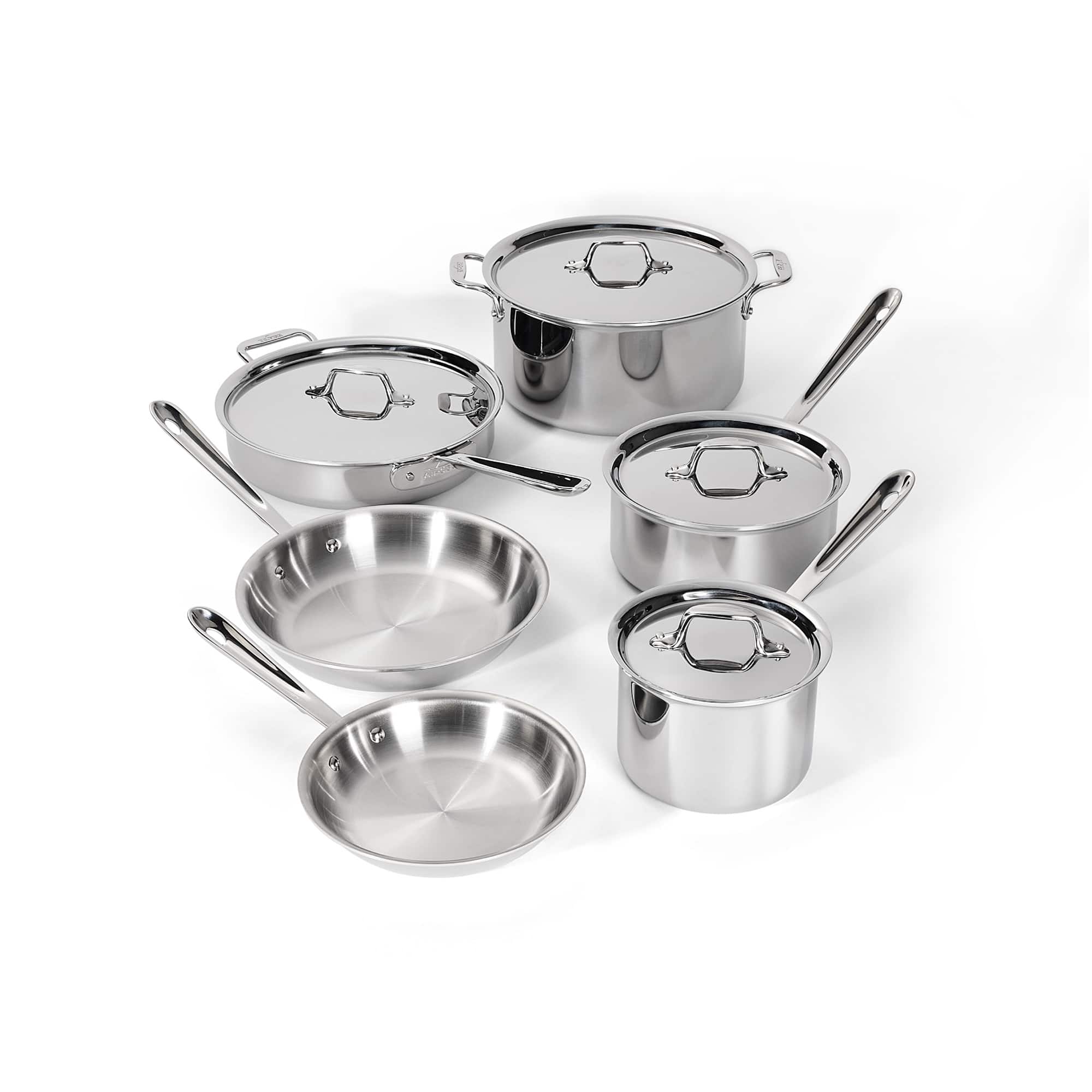 All Clad - All-Clad 10pc Stainless Steel Cookware, 3-Ply Bonded - Silver