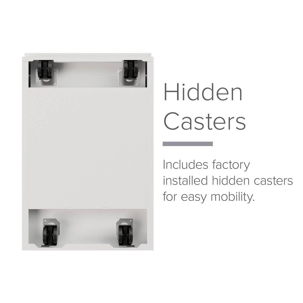 Hidden Casters  
Includes factory installed hidden casters for easy mobility.