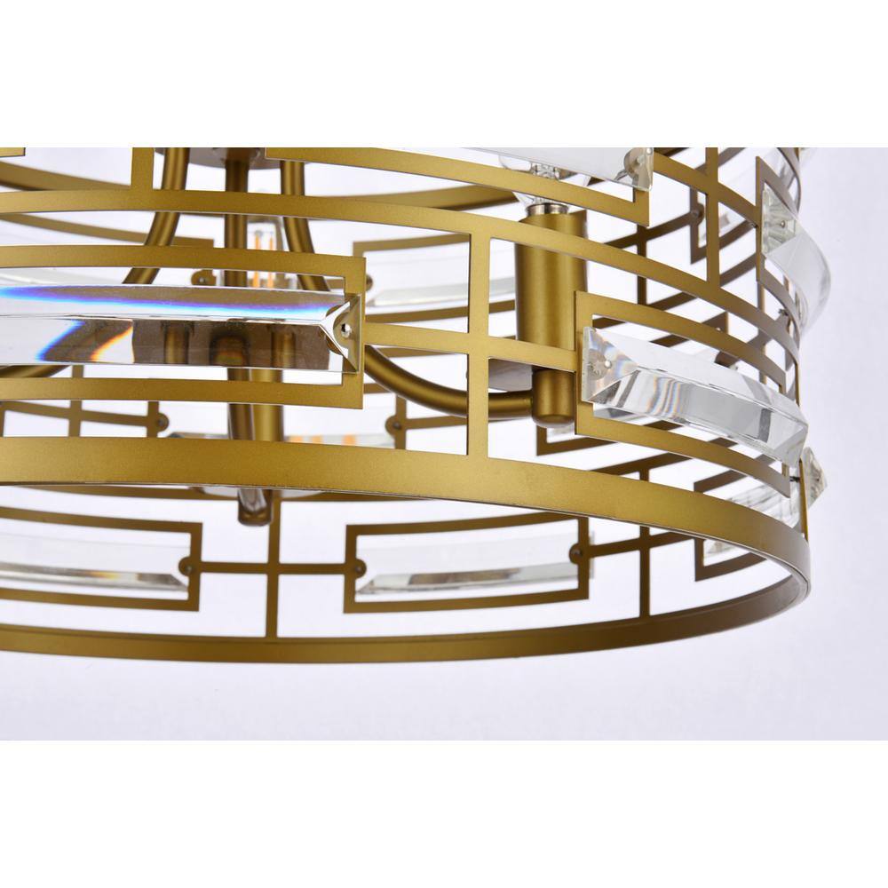 Alt View 3. Elegant Lighting - Kennedy 16.5 inch pendant in brass - Brass.