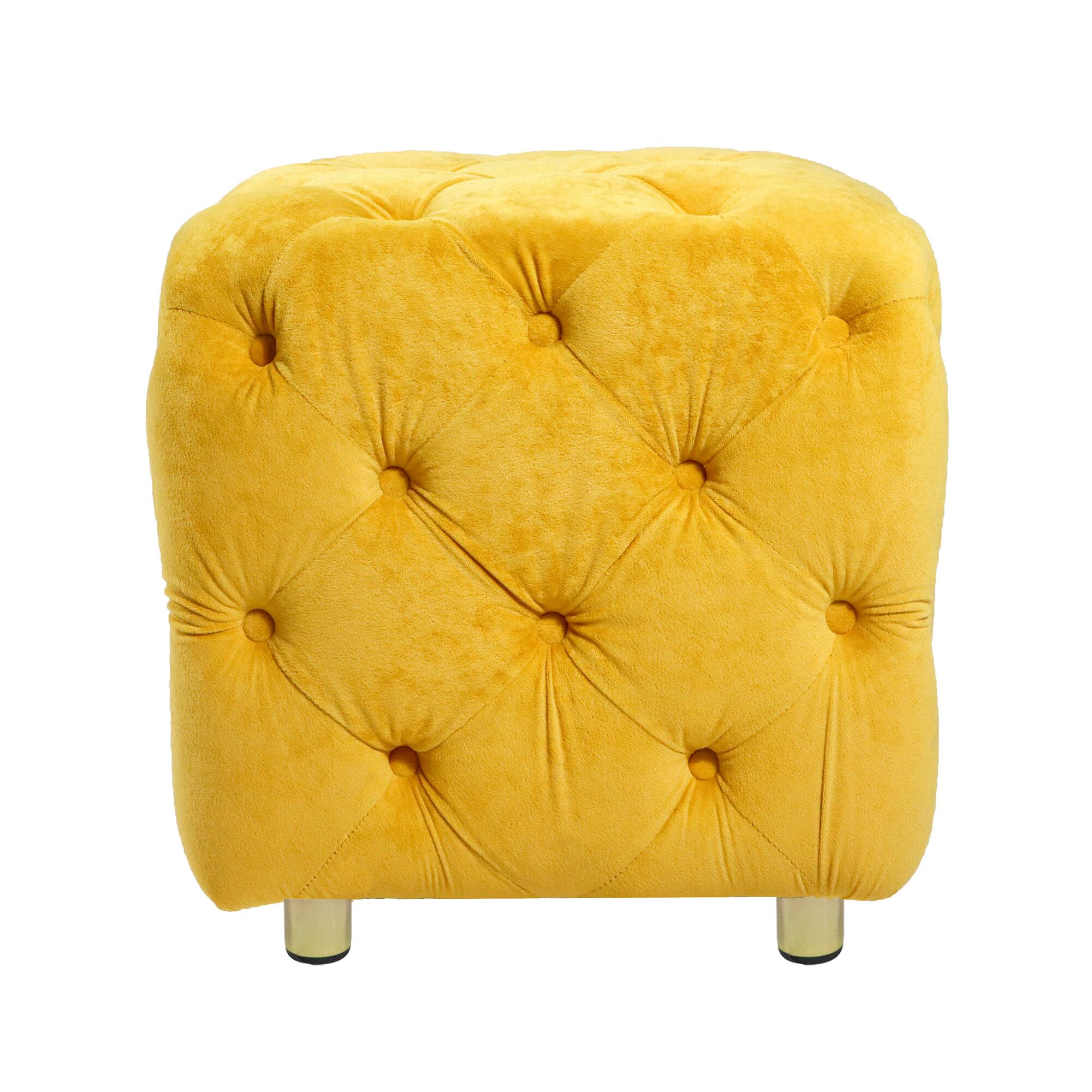 Alt View 7. GOODSILO - Modern Velvet Upholstered Ottoman with Storage, Versatile Foot Stool and End Table for Living Room and Bedroom - Yellow.