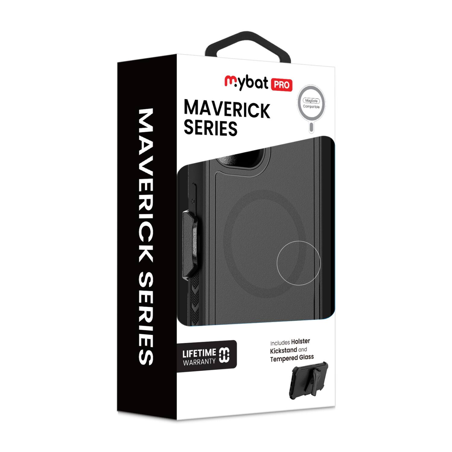 mybat PRO Maverick Series Lifetime Warranty  
Includes Holster, Kickstand, and Tempered Glass