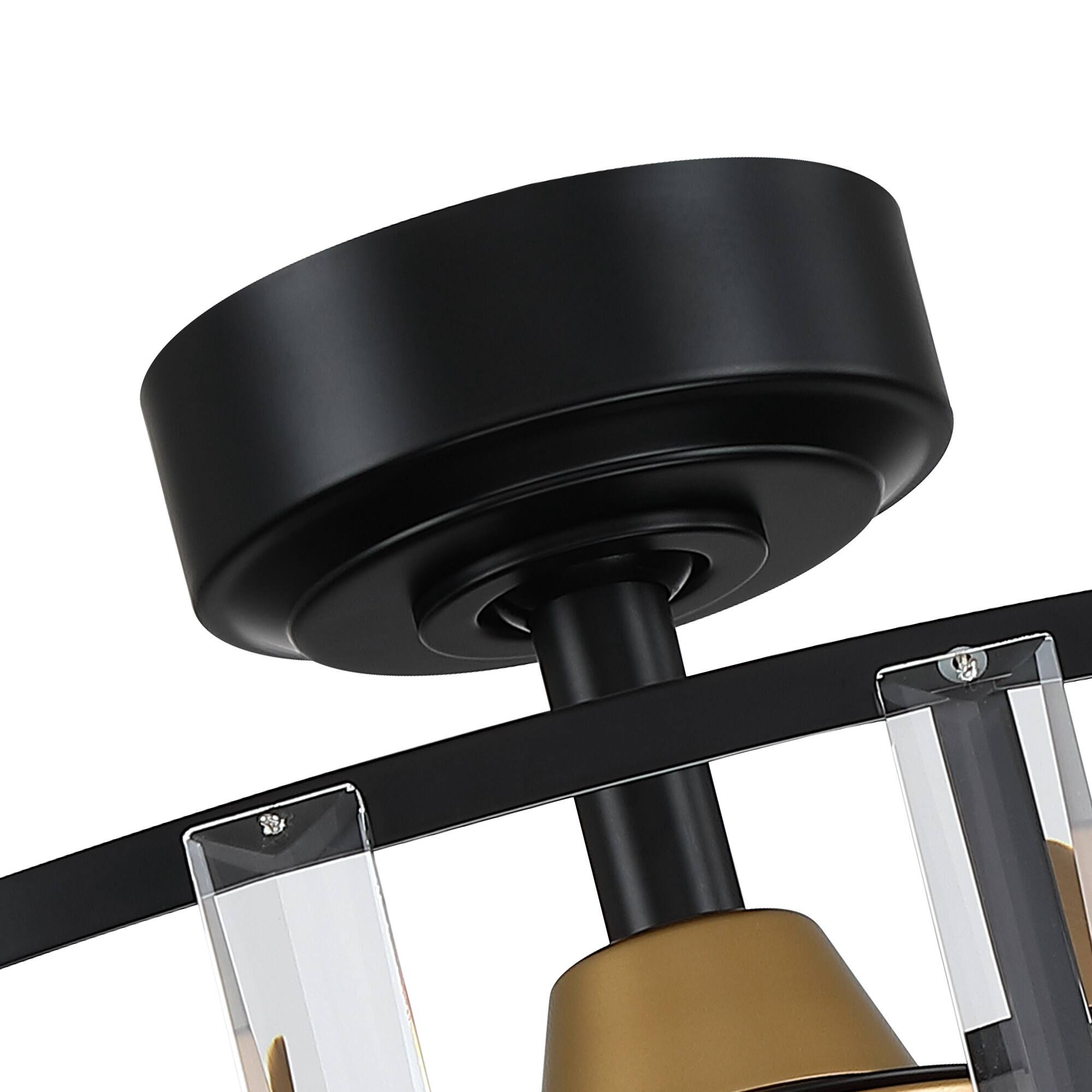 Alt View 9. Parrot Uncle - 26.7 in. Matte Black Modern Caged Crystal Ceiling Fan with Light and Remote - Black.