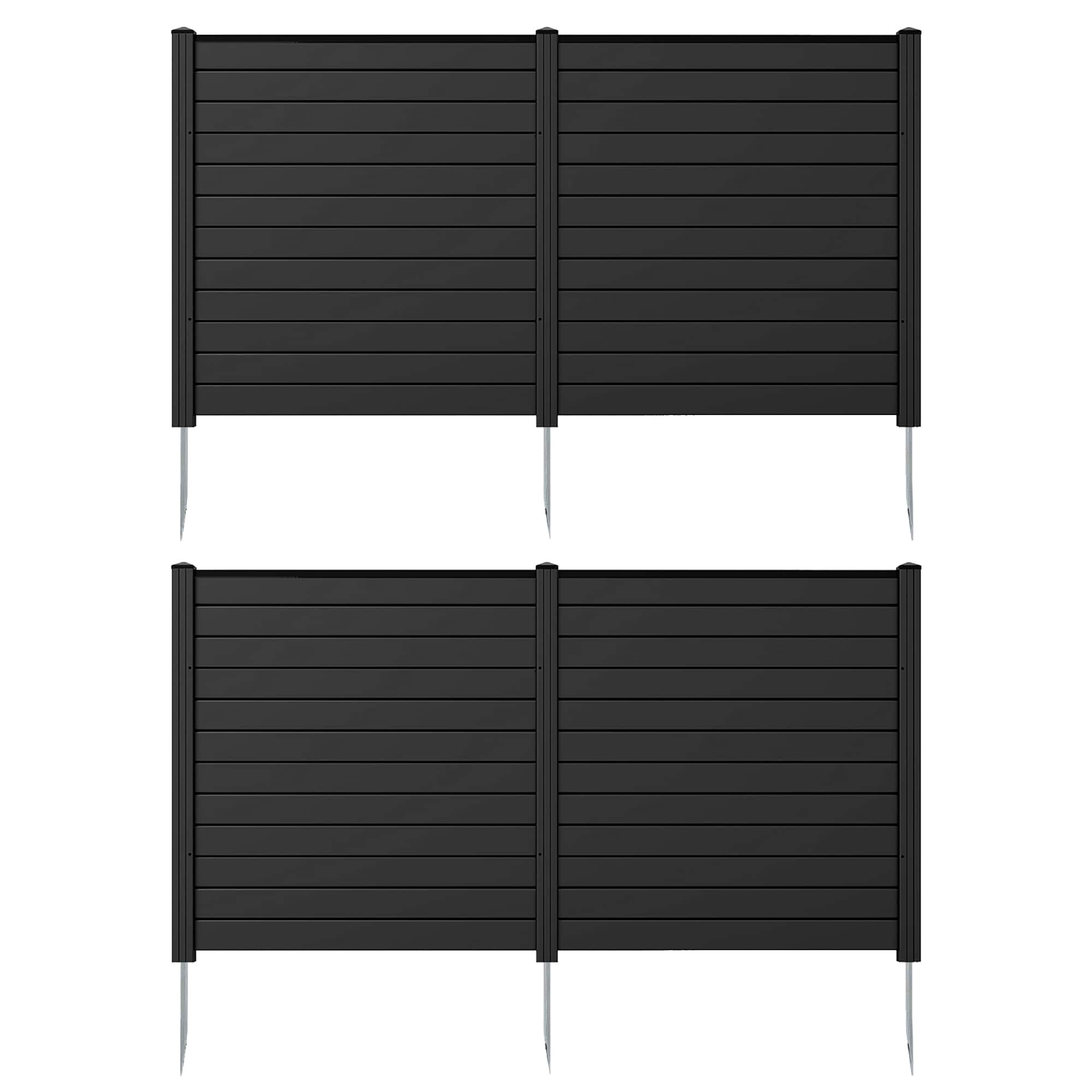 Gymax - Privacy Fence Screen 48'' L x 48'' H Air Conditioner Fence w/ Metal Ground Stakes - Black