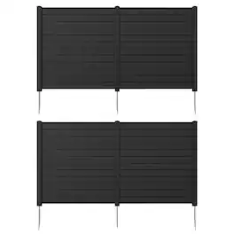 Gymax - Privacy Fence Screen 48'' L x 48'' H Air Conditioner Fence w/ Metal Ground Stakes - Black