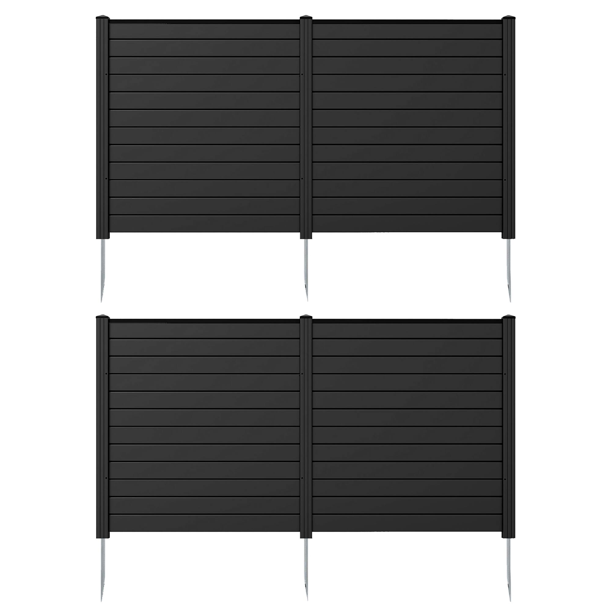 Front. Gymax - Gymax Privacy Fence Screen 48'' L x 48'' H Air Conditioner Fence w/ Metal Ground Stakes Black - Black.