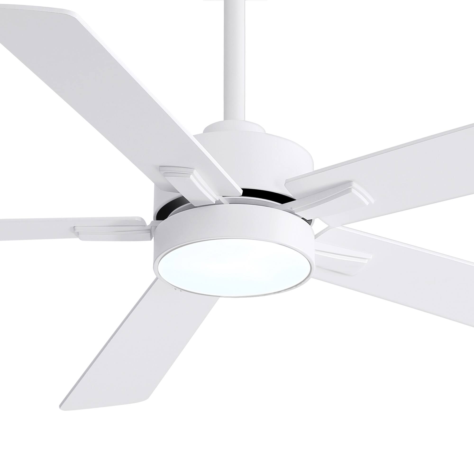 Alt View 7. Breezary - 52" Modern Indoor Ceiling Fan with LED Light, 5 Reversible Plywood Blades, 6-Speed DC Motor, Remote, Timer, 5" Downrod - White.