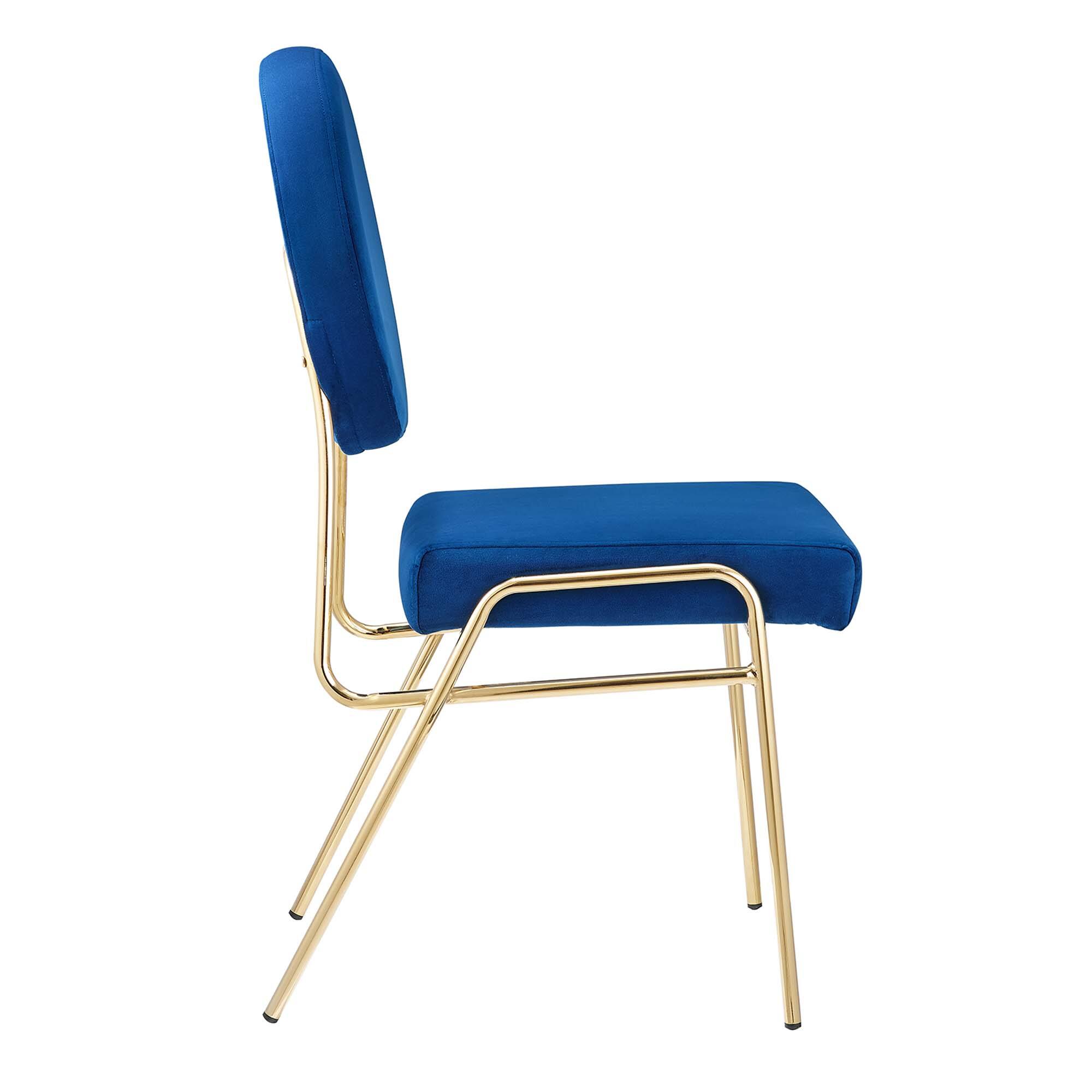 Alt View 3. Modway - Craft Performance Velvet Dining Side Chair by Modway - Gold Navy.