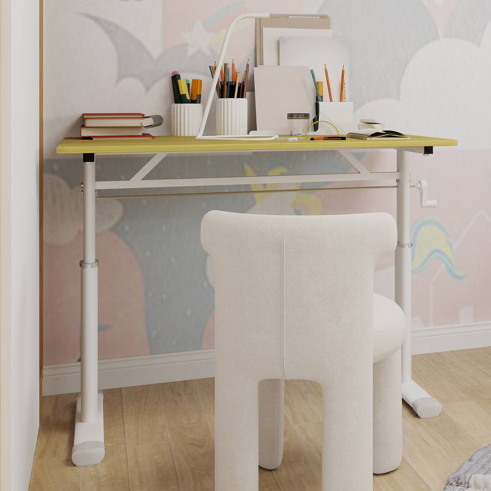 Alt View 5. GOODSILO - 39.37" Adjustable Height Desk - Ergonomic Sit Stand Home Office Study Table, Compact Design - Wood.