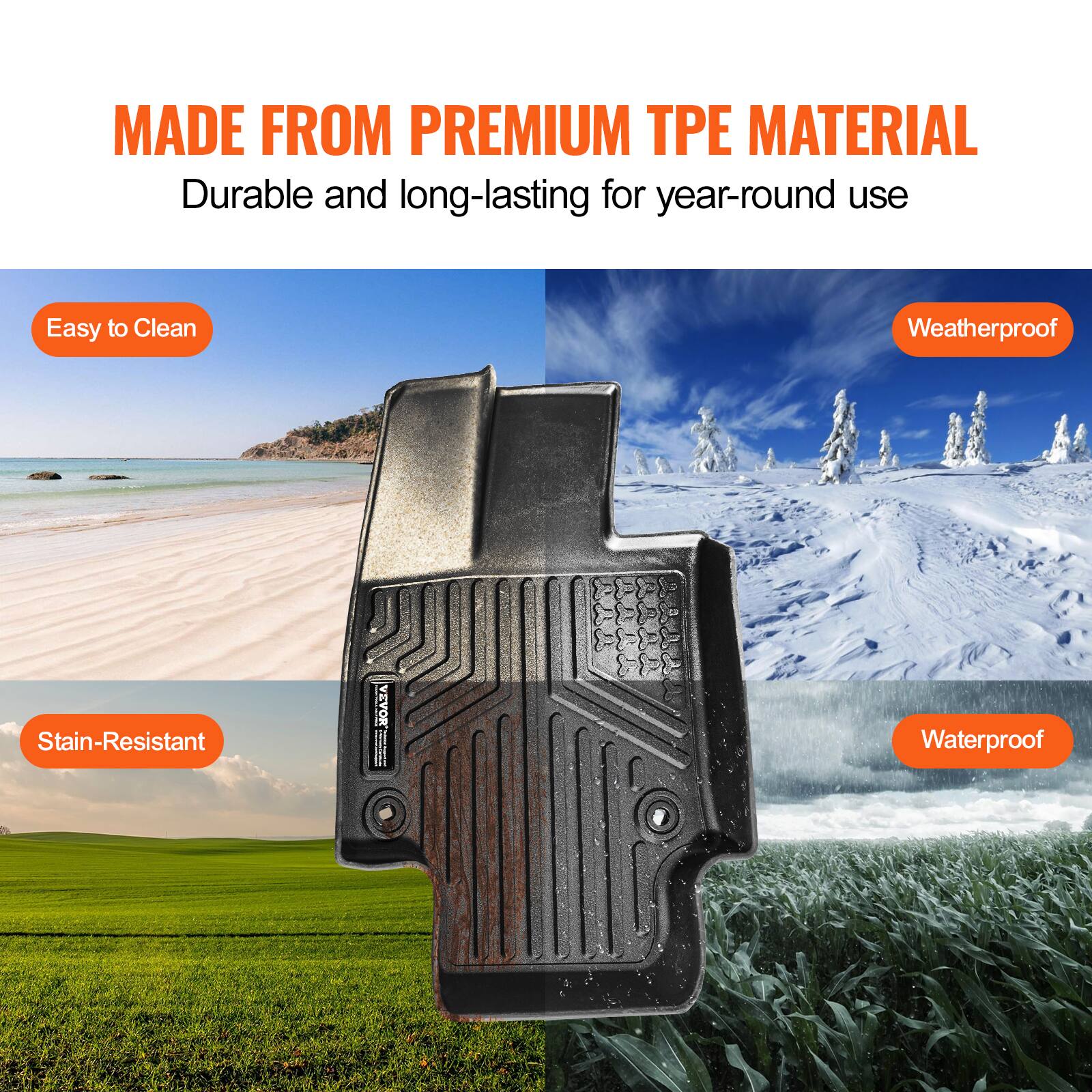 MADE FROM PREMIUM TPE MATERIAL  
Durable and long-lasting for year-round use  

Easy to Clean  
Weatherproof  
Stain-Resistant  
Waterproof