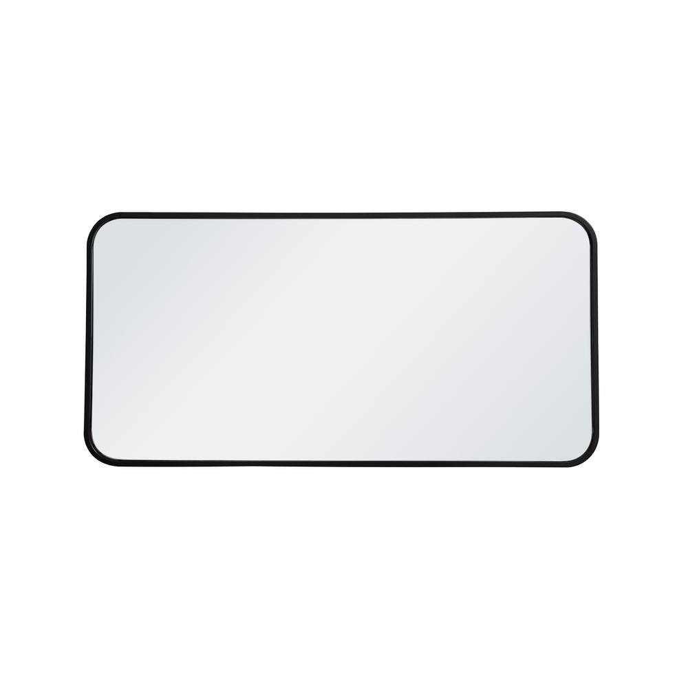 Back. Elegant Decor - Soft corner metal rectangular mirror 18x36 inch in Black - Black.